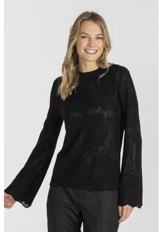 Czarny elegancki sweter z lekko rozszerzanym mankietem