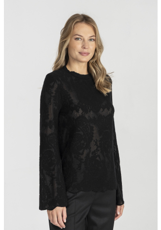 Czarny elegancki sweter z lekko rozszerzanym mankietem