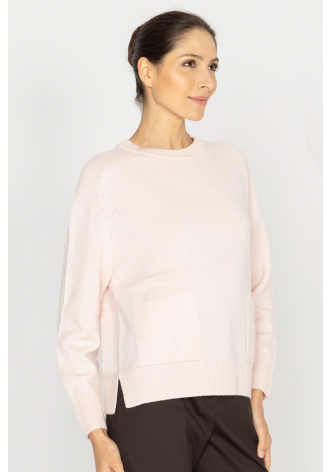 Pastel pink jumper with patch pockets