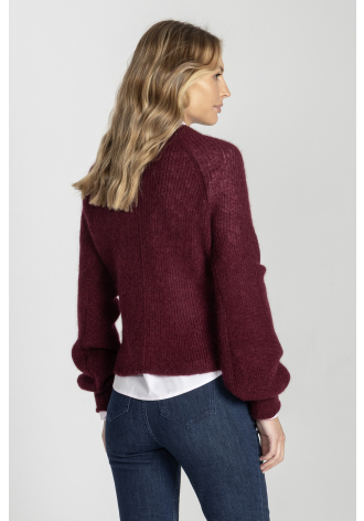 Burgundowy sweter z okrągłym dekoltem