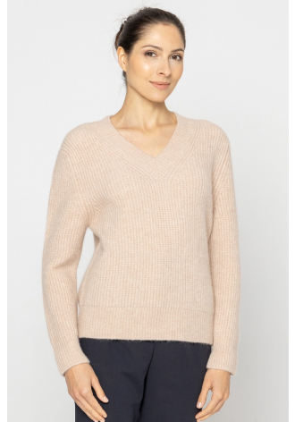 Beige pinstriped jumper