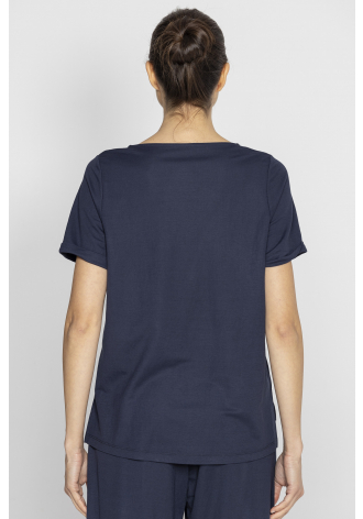 Marineblaues T-Shirt mit V-Ausschnitt