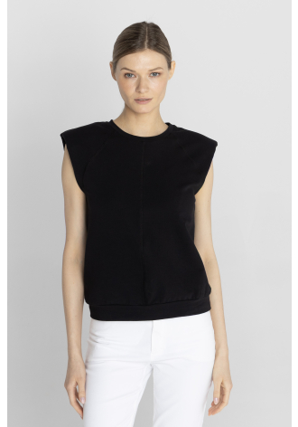 T-shirt z ramionami podkreślonymi poduszkami