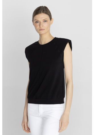 T-shirt z ramionami podkreślonymi poduszkami