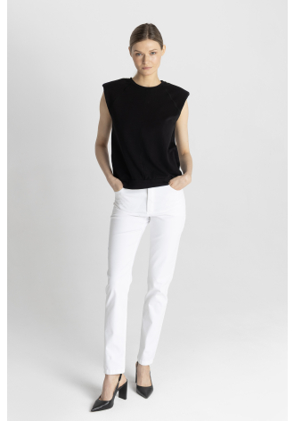 T-shirt z ramionami podkreślonymi poduszkami