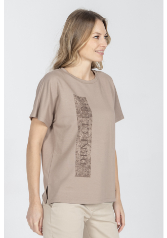 T-shirt z okrągłym dekoltem z napisem Deni Cler