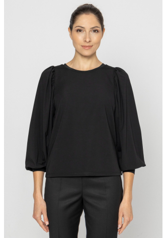 Black blouse with ribbed cuffs