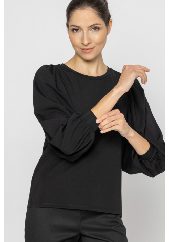 Black blouse with ribbed cuffs