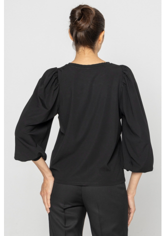 Black blouse with ribbed cuffs