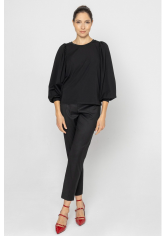 Black blouse with ribbed cuffs