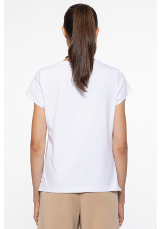 Biały klasyczny t-shirt z dekoltem pod szyję