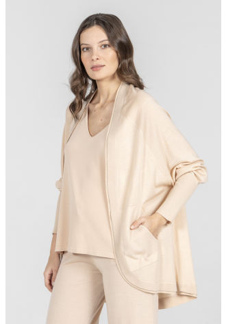 Krótki kardigan z wełny, jedwabiu i kaszmiru