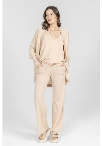 Krótki kardigan z wełny, jedwabiu i kaszmiru