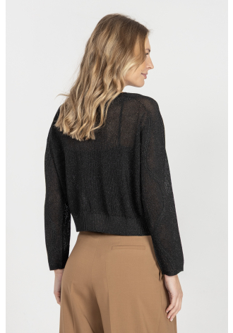 Czarny kardigan z połyskującą nicią