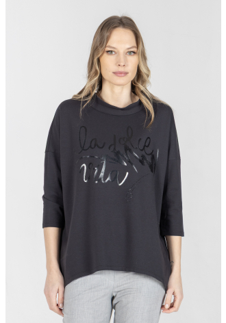 Czarna bluza z okrągłym dekoltem