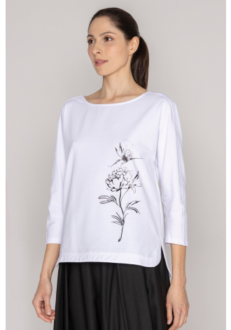 Biała bluza z kwiatowym nadrukiem