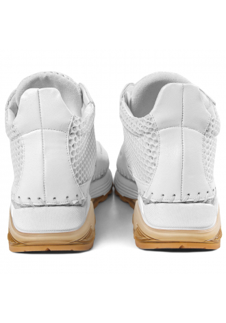 Białe sneakersy z biało-beżowo koturnom