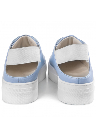 Open-heeled blue sneakers with a heel band 