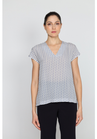 Top w niebiesko-szary print