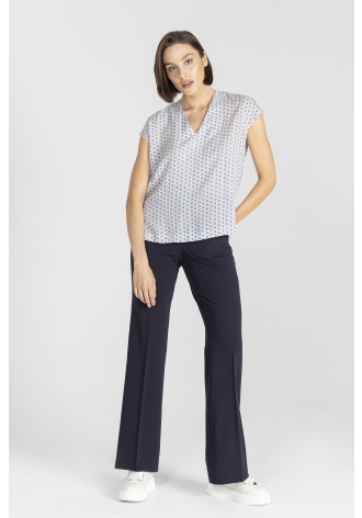 Top w niebiesko-szary print