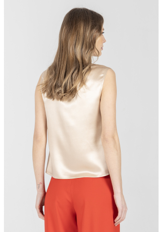 Elegancki beżowy top z jedwabiu