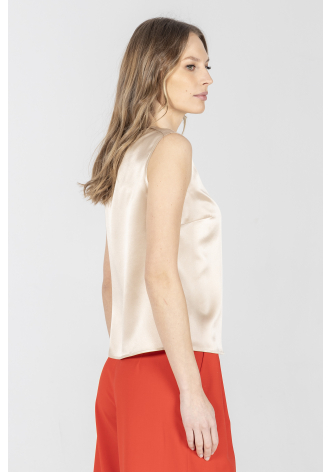 Elegancki beżowy top z jedwabiu