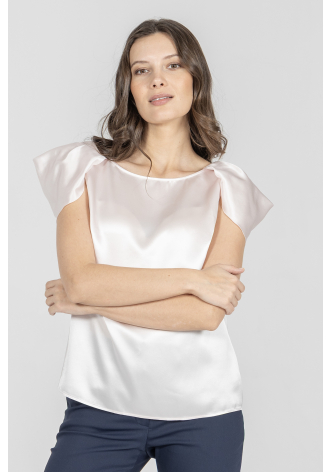 Top z jedwabiu w odcieniu pastelowego różu