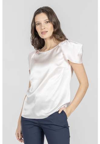 Top z jedwabiu w odcieniu pastelowego różu