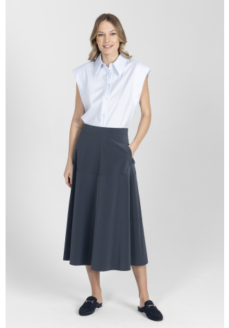 Granatowa nowoczesna spódnica midi