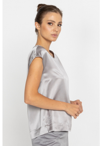 Elegant grey silk top 