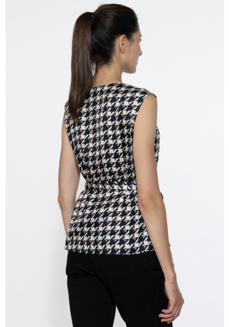 Top with black and gold houndstooth decorated with lace