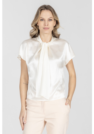 Elegancka bluzka z fantazyjnym wiązaniem pod szyją