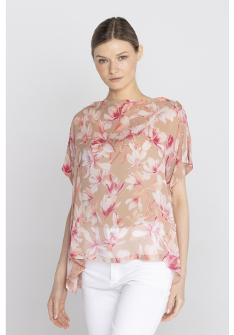 Zwiewna bluzka w print w magnolie