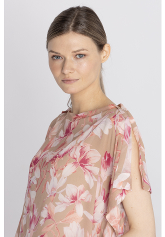Zwiewna bluzka w print w magnolie