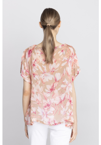 Zwiewna bluzka w print w magnolie
