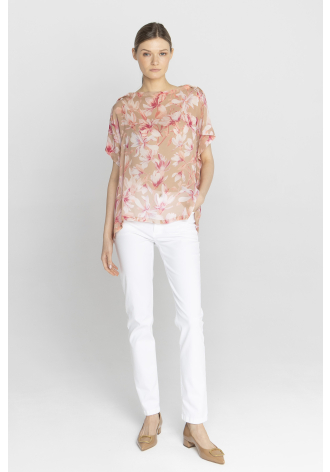 Zwiewna bluzka w print w magnolie