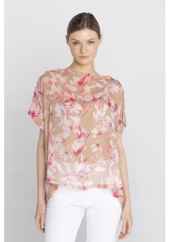 Zwiewna bluzka w print w magnolie