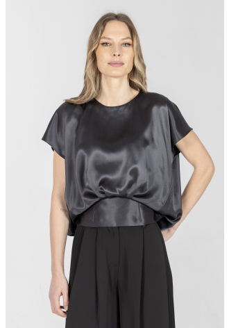 Elegancka bluzka z jedwabiu w kolorze czarnym