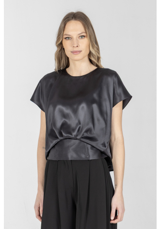 Elegancka bluzka z jedwabiu w kolorze czarnym