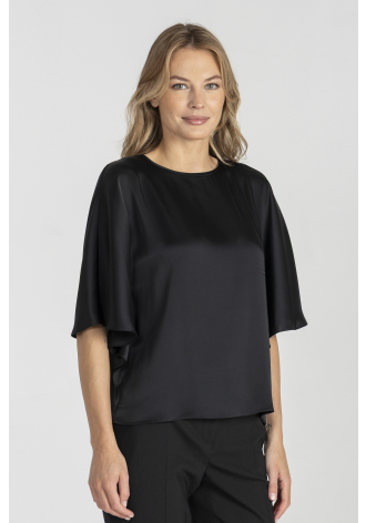 Elegancka czarna bluzka z połyskującej tkaniny