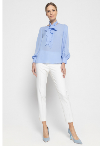 Classic white trousers with zippers