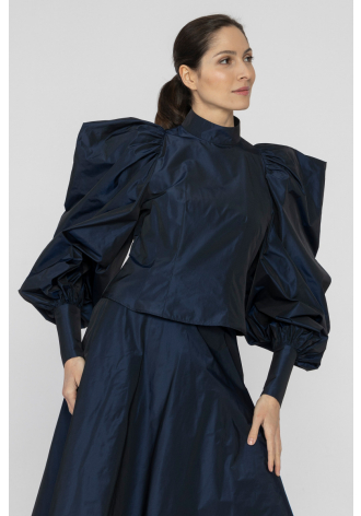 Navy blue blouse with spectacular sleeves 