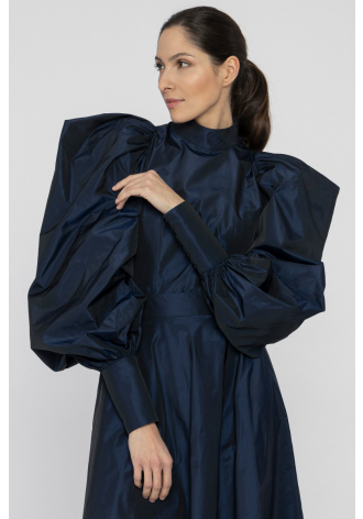 Navy blue blouse with spectacular sleeves 