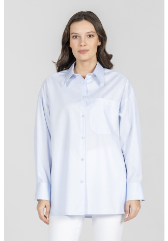 Blue shirt with large pocket