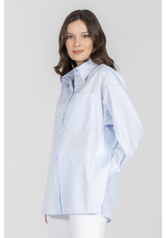 Blue shirt with large pocket