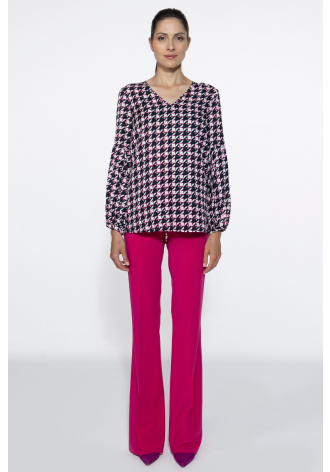 Purple-pink houndstooth blouse 