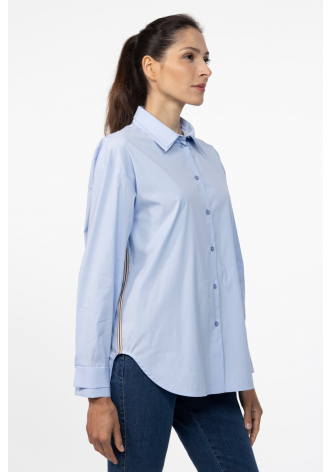 Blue shirt with side stripe