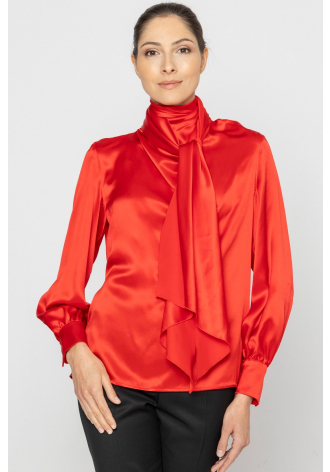 Elegant red silk shirt