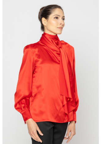 Elegant red silk shirt