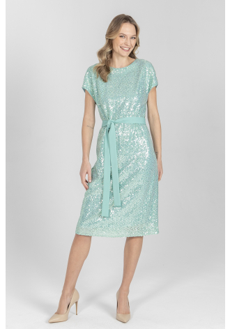 Elegancka sukienka z cekinami w kolorze miętowym